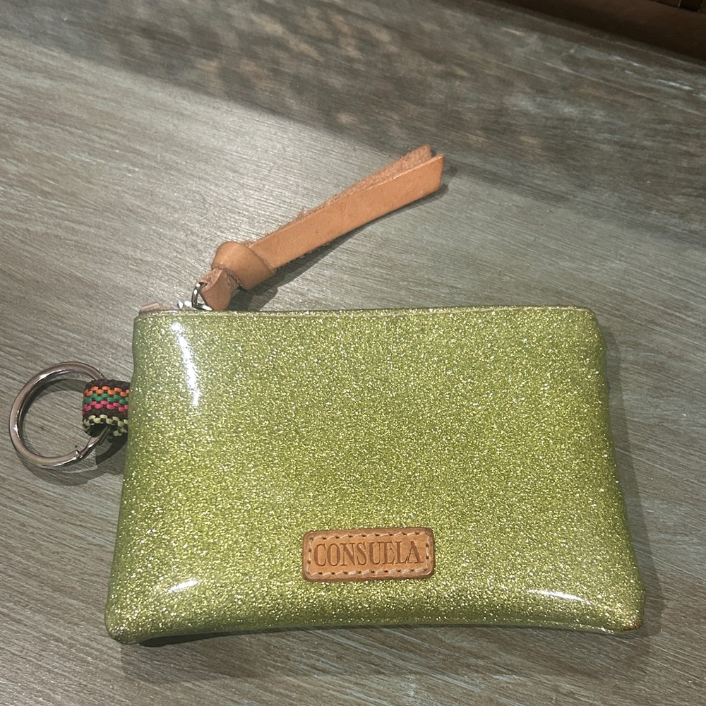 Consuela Shimmering Lime Wristlet Zip Coin Pouch
